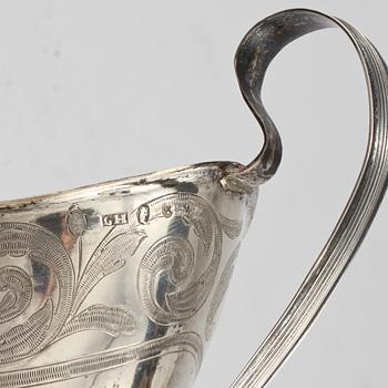 GRÄDDKANNA, silver, Gustaf Hagström, Stockholm, 1796. Vikt 179 gram.