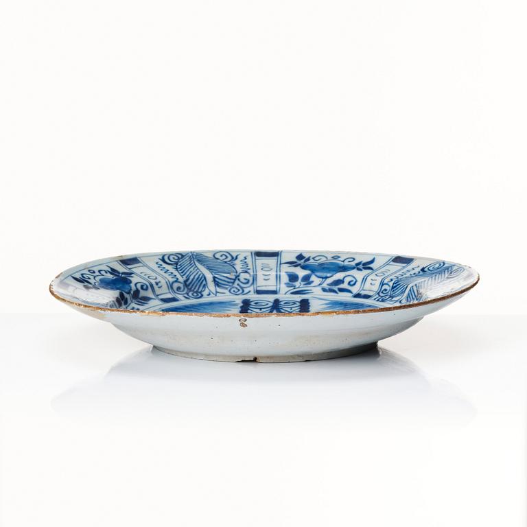 A Delft faience dish, 18th Century.