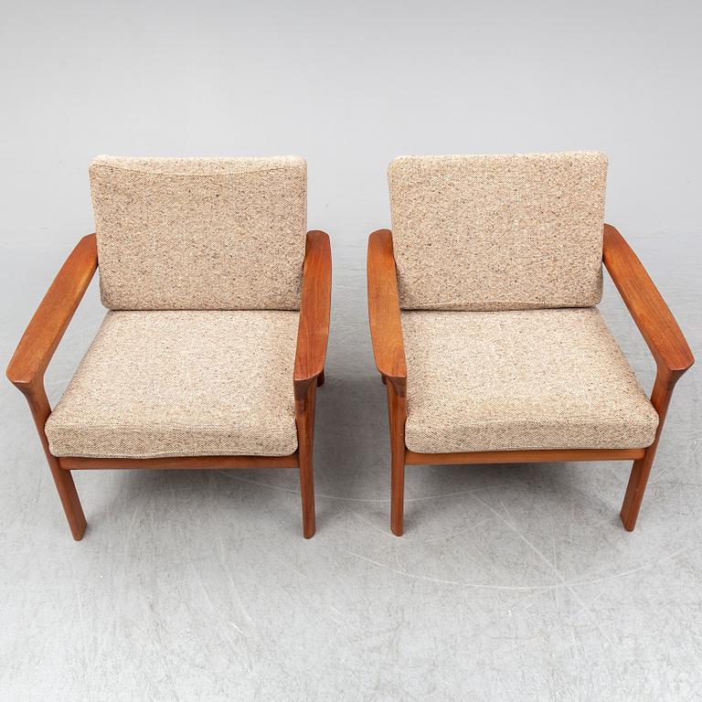 A pair of Sven Ellekaer ’Borneo’ easy chairs, for Komfort Denmark, second half of the 20th century.