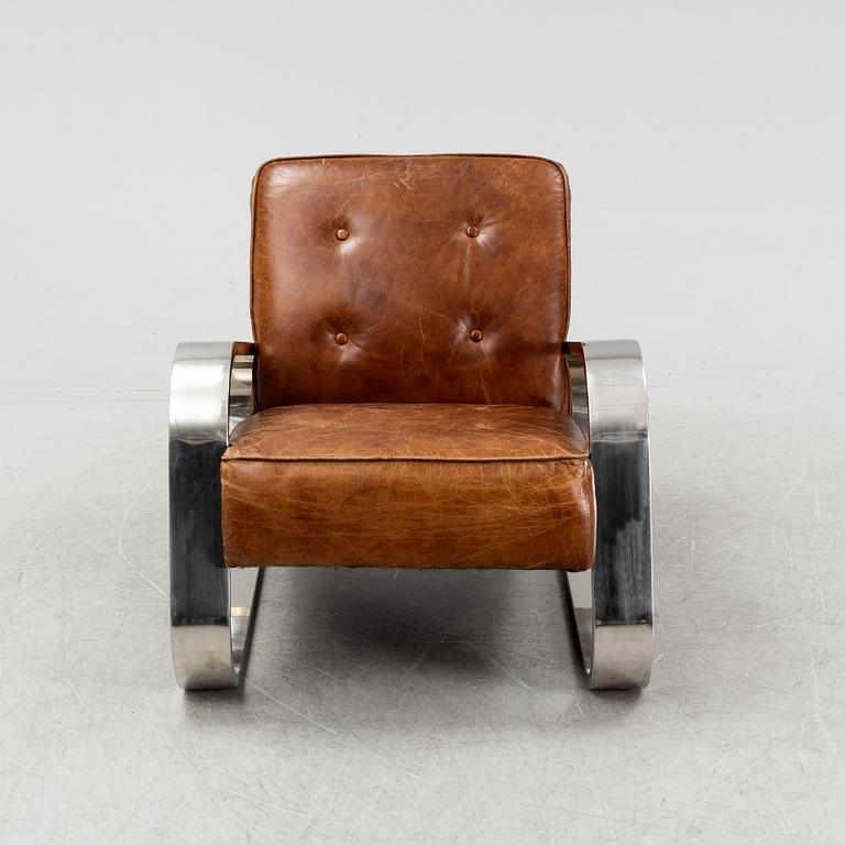 A contemporary easy chair.