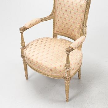 Three Louis XVI armchairs, France, late 18th century.