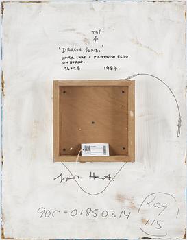 Gordon Hart, signed and dated 1984 on verso. Diptych. Gesso, silver leaf and metal leaf on panel.