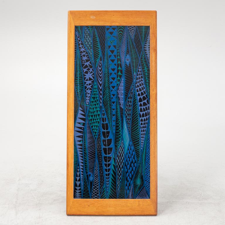 Stig Lindberg & David Rosén, an oak and enamel coffee table from Nordiska Kompaniet and Gustavsberg, 1950's.