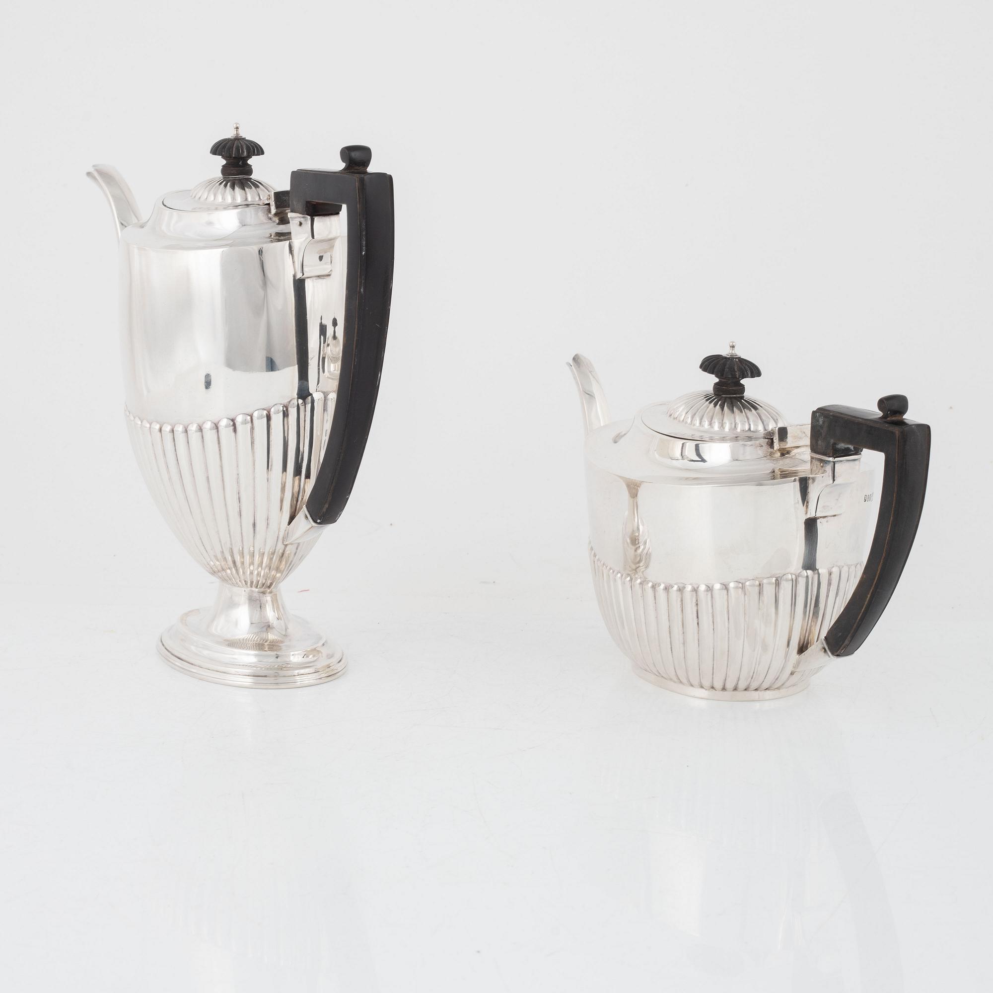 Jenkins & Timm, kaffekanna samt tekanna, silver, Sheffield 1896.