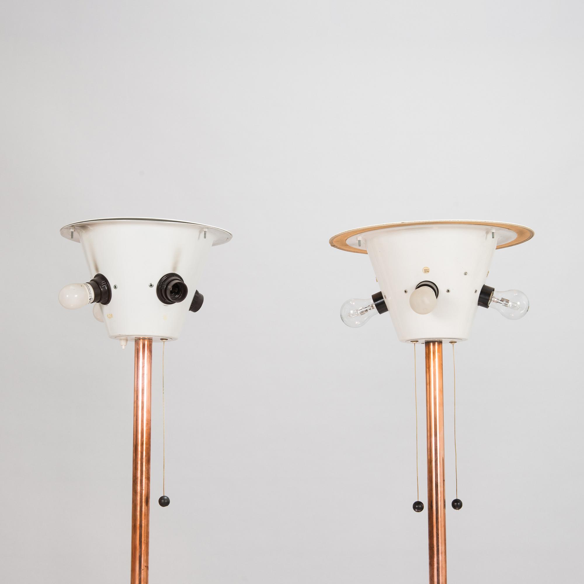 Golvlampor, snarlika, tillverkare H.K. Aro, 1970-tal.