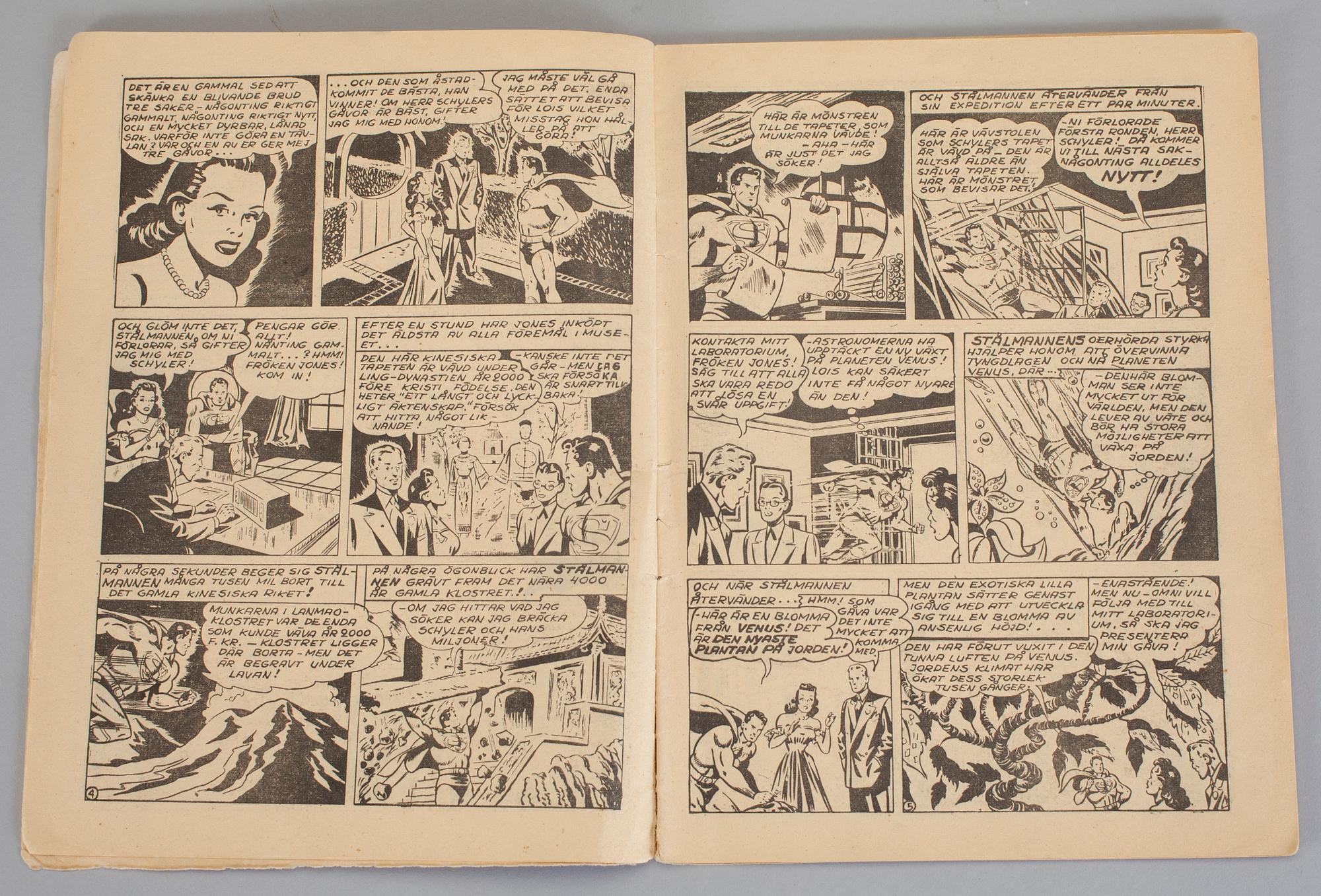 SERIETIDNINGAR, 2 st, Stålmannen, nr 1 resp 2, 1949.