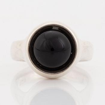 Georg Jensen, ring, silver and black stone.