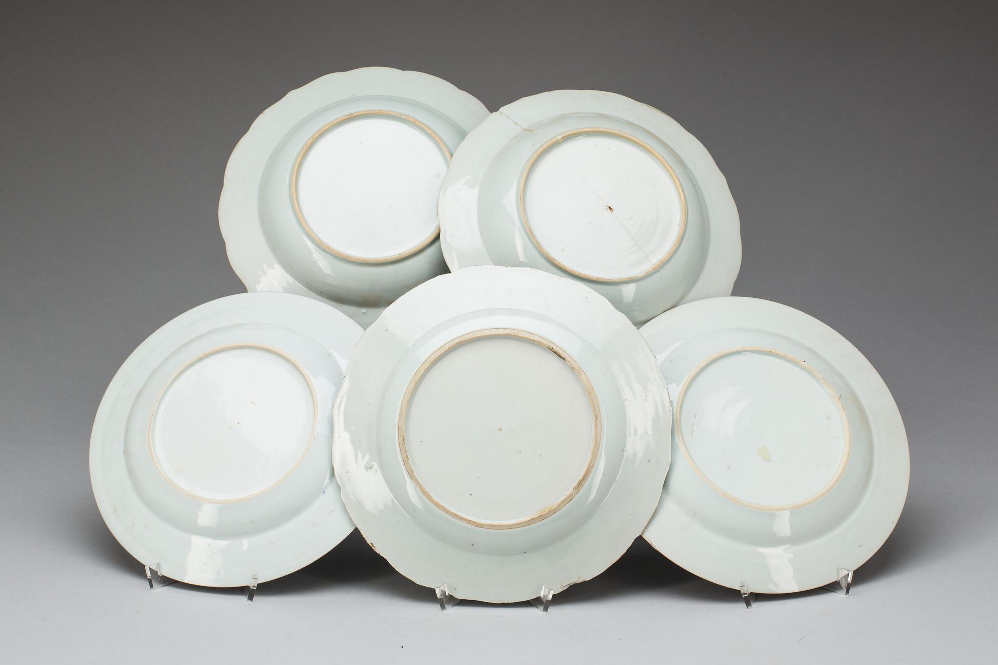 TALLRIKAR, 2+2+1 st, porslin. Kina, Qianlong(1736-1795).