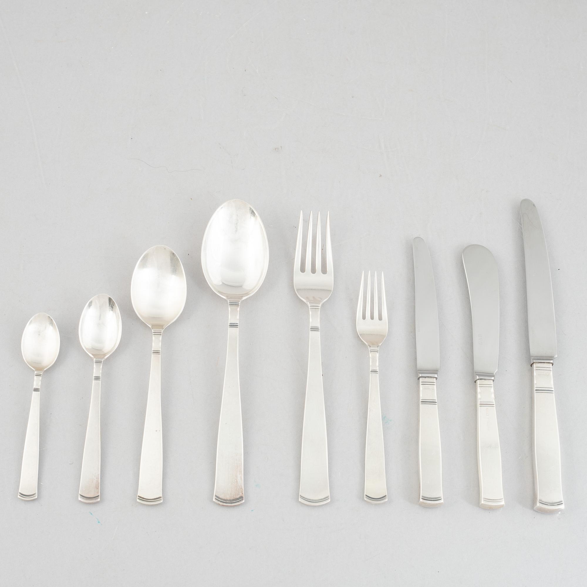 Jacob Ängman, a 100-piece silver flatware set, "Rosenholm", GAB, 1965-1990.