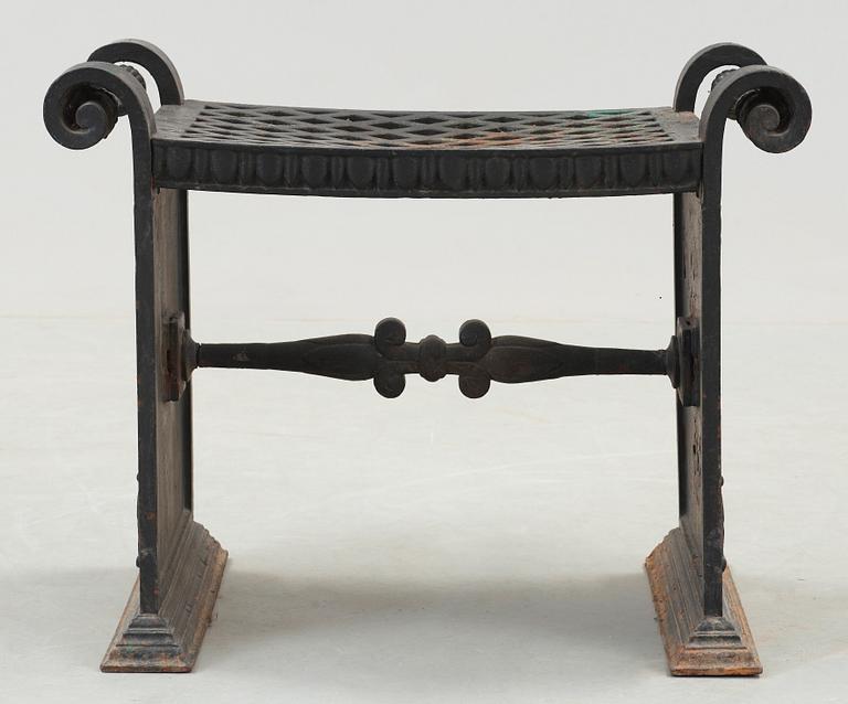 A Folke Bensow cast iron stool, model 'Taburett Nr 1', Näfveqvarn, Sweden circa 1925.