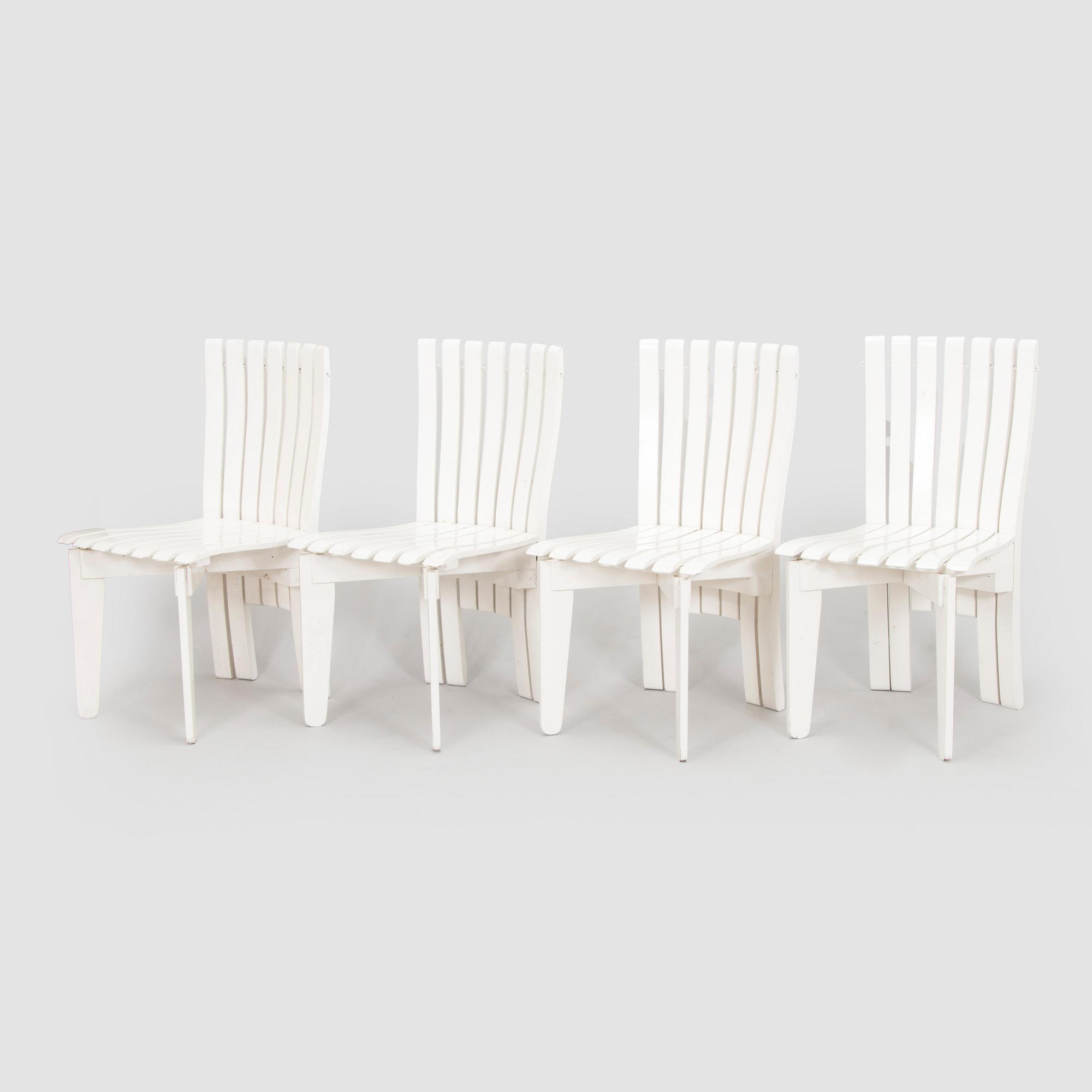 Alvar & Aino Aalto, Four 'Aurinko' (Sun-serial) garden chairs, model 910  for O.Y. Huonekalu- ja Rakennustyötehdas A.B. 1957.