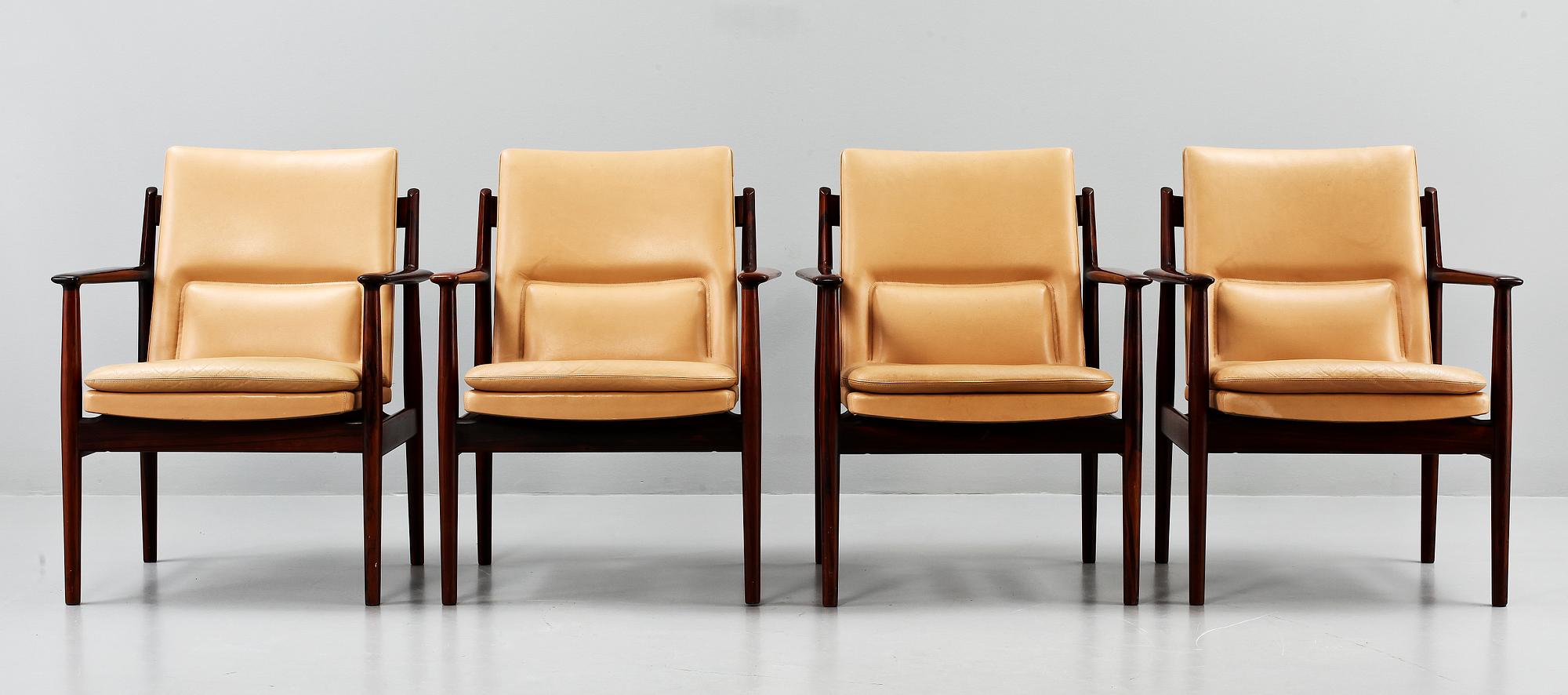 STOLAR, 4 st, "Modell 431", Arne Vodder, Sibast Furniture, Danmark, 1900-tal.