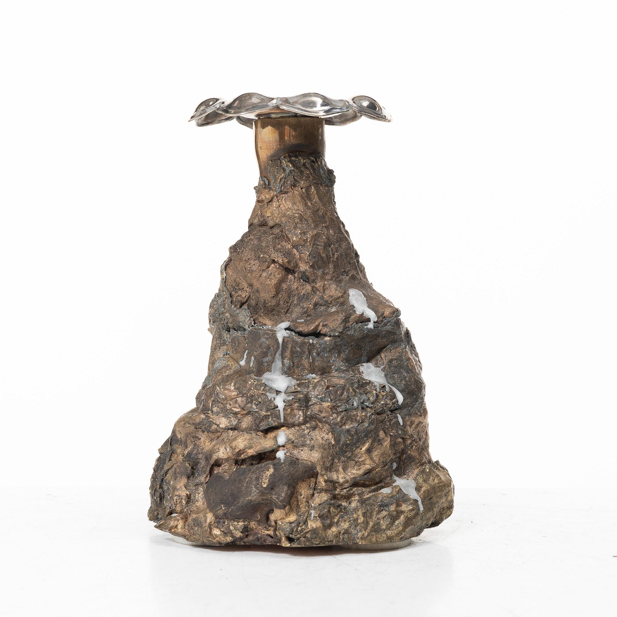 Olle Ohlsson, Skulptur/ljusstake, brons, silver, Stockholm 2020.