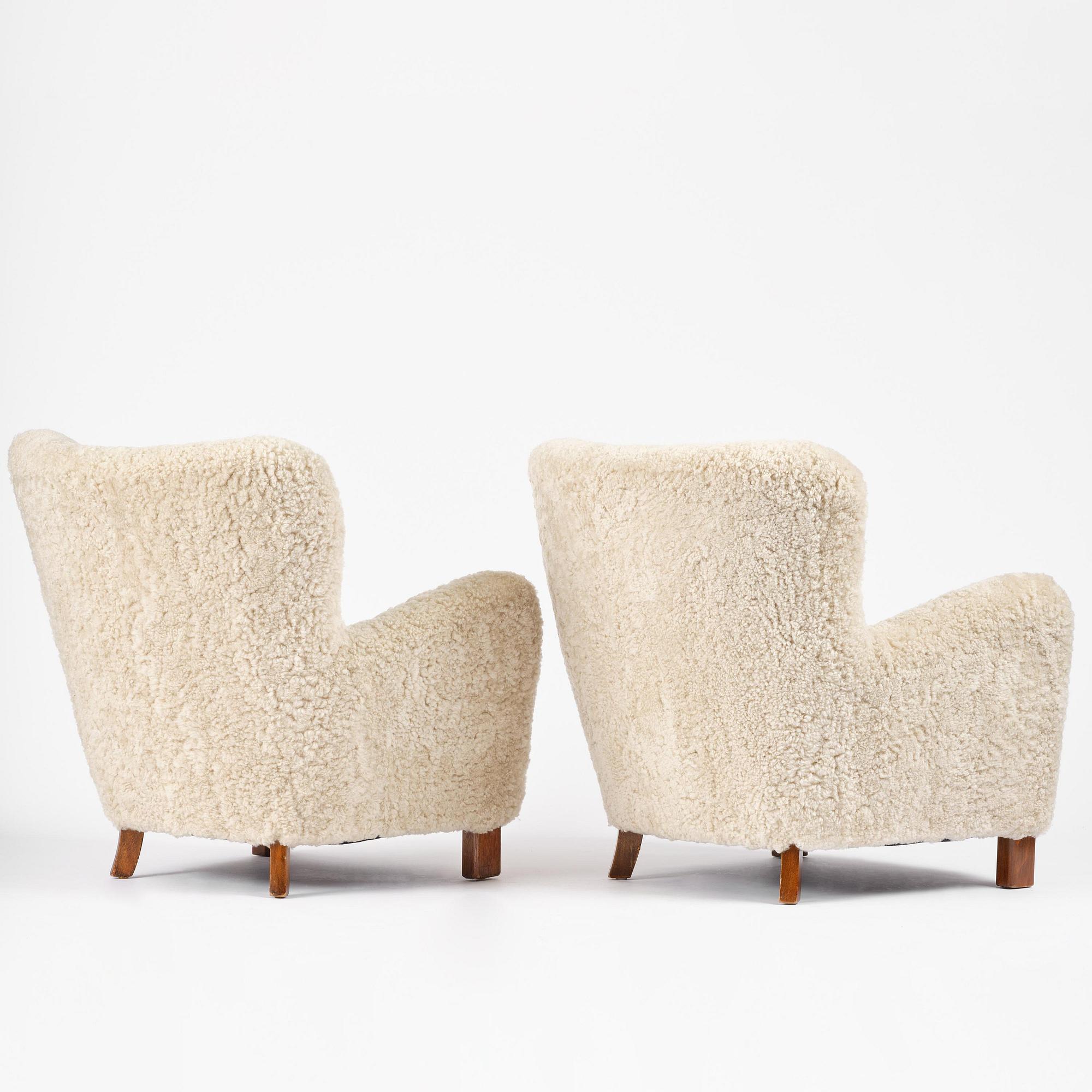 Danish Modern, fåtöljer, ett par, utförda av snickarmästare Peder Pedersen, Danmark, 1940-tal.