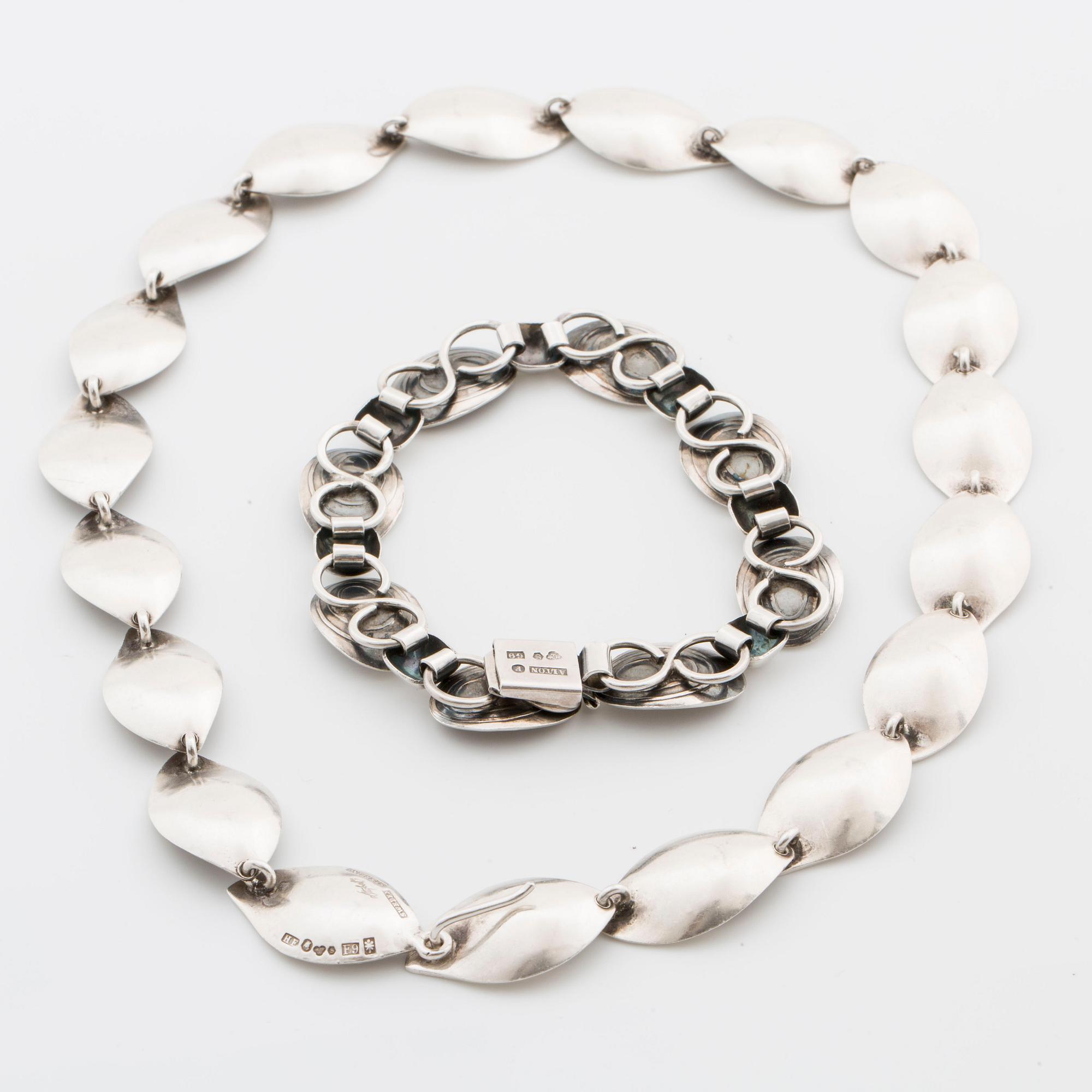 BRACELET and NECKLACE, silver, ALTONA and STIGBERT, 1956 and 1957.