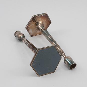 LJUSSTAKAR, ett par, silver, Tore Eldh, K & EC, Göteborg, 1966,
