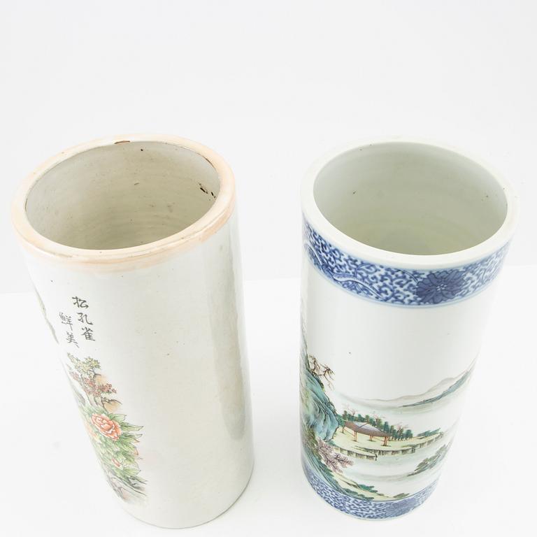 Two Chinese brush vases, 20th century.