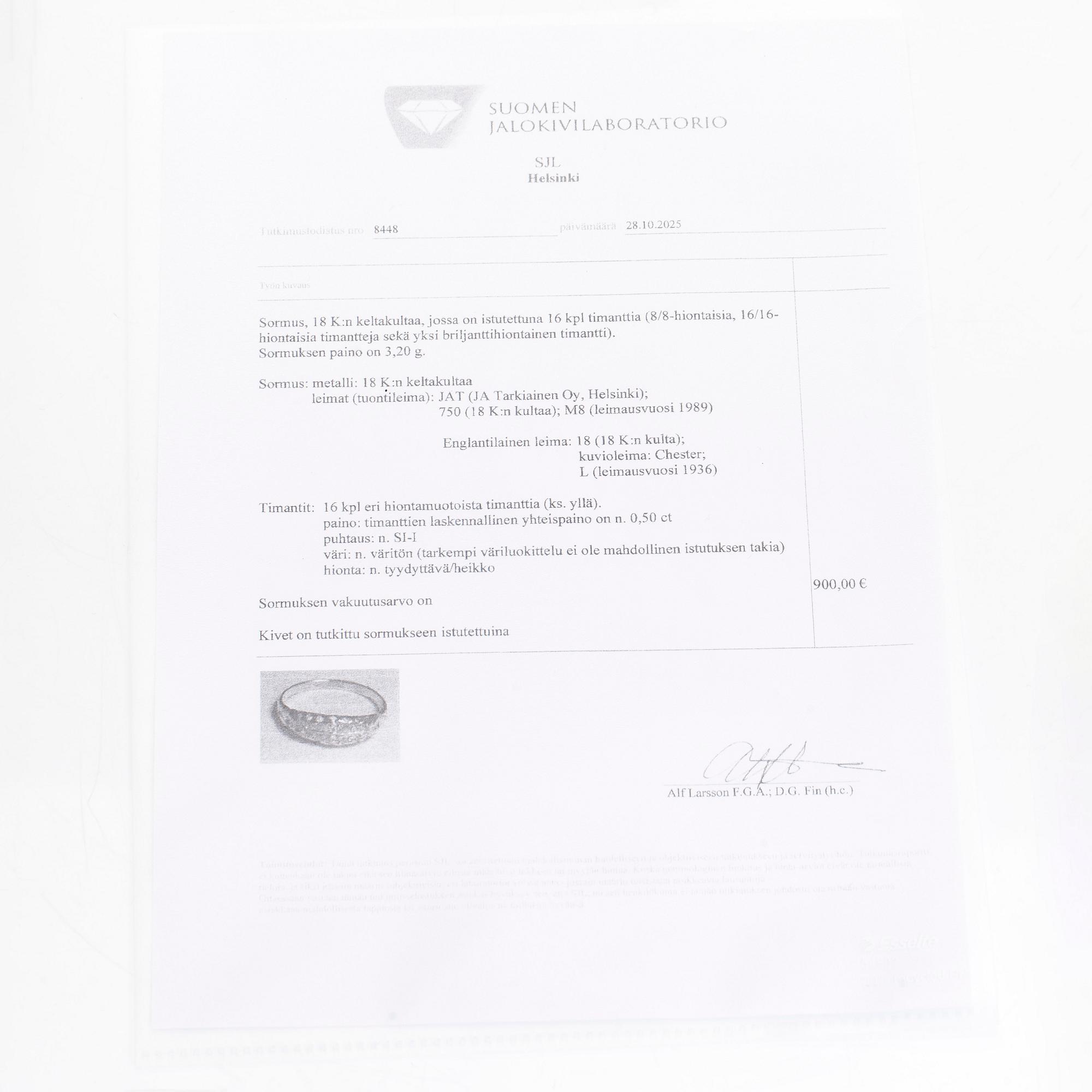 Ring, 18K guld och diamanter, England.