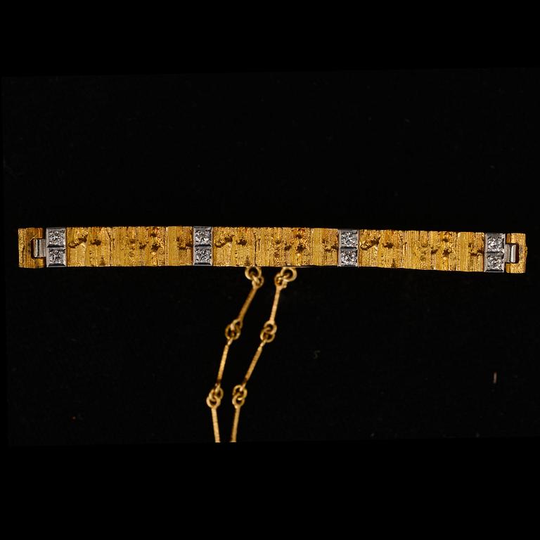 Björn Weckström, A BRACELET, gold 18K, brilliant cut diamonds 0,48 ct, "Silvia", Lapponia 1987. Weight 30,7 g.