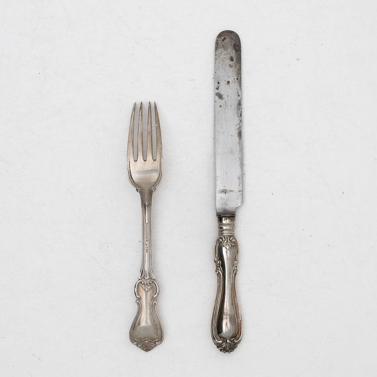 Gustaf Möllenborg, Ten Swedish silver flatware pieces, "Olga", mark of Möllenborg-Feron, Stockholm, 1853-1865.