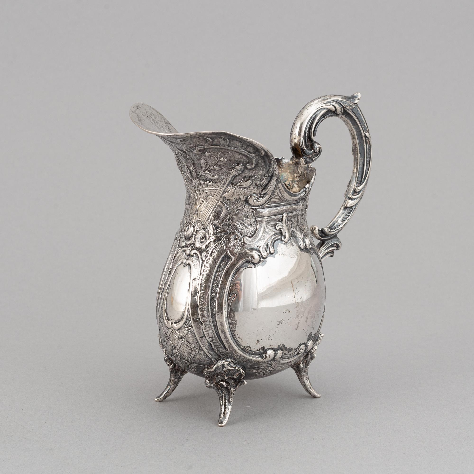 A German rococo style silver tea- and coffee service.