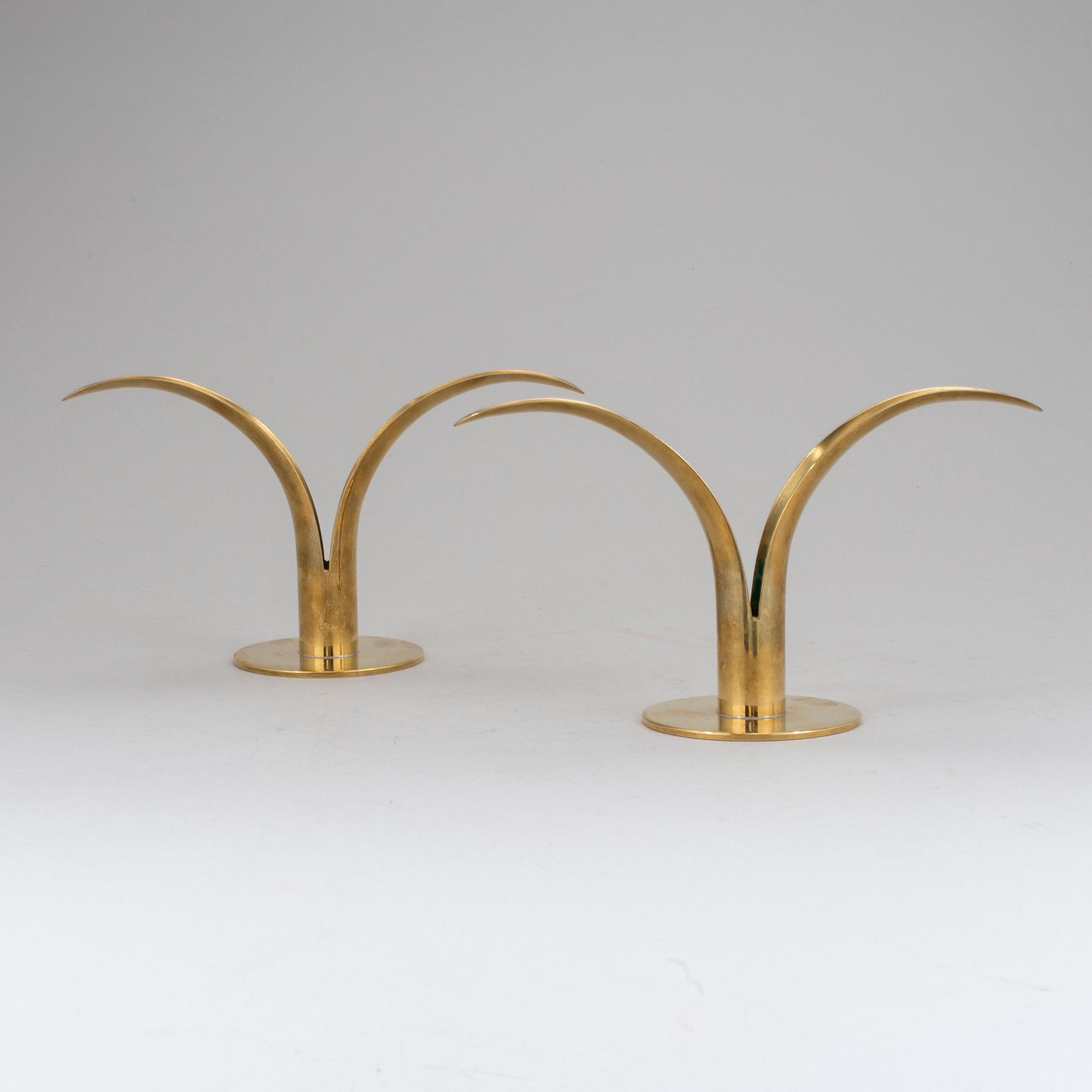 IVAR Alenius-Bjork, a pair of candlesticks, brass, "Lily, Ystad Metall. The model designed in 1939.