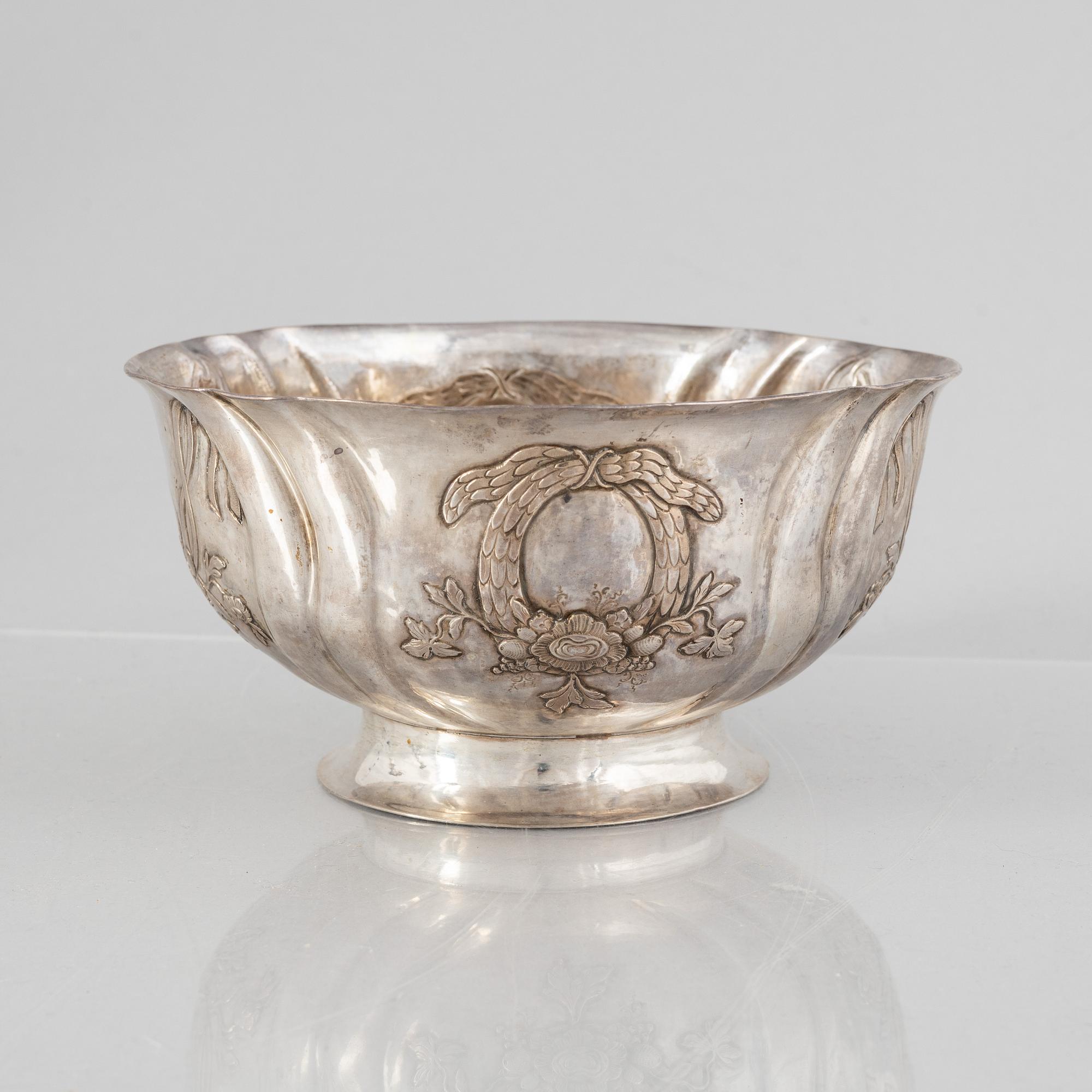 Skål, silver, oidentifierad stämpel, möjligen Danmark, rokoko, 1700-tal.