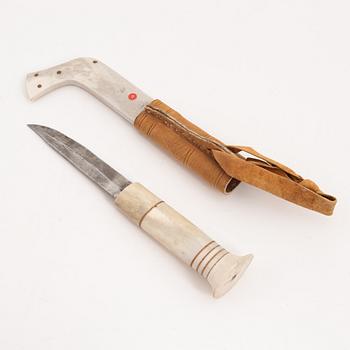 A reindeer knife by Nikolaus Fankki, before 1963, signed.