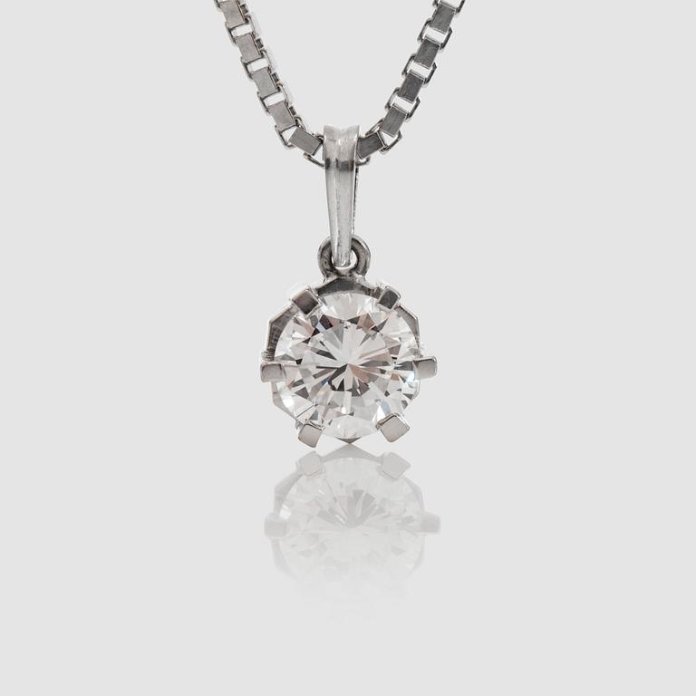 A brilliant-cut diamond, circa 0.80 ct, pendant. Quality circa F/VVS.