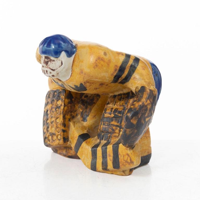 Lisa Larson, Figure, hockey goalkeeper, stoneware, Gustavsberg.
