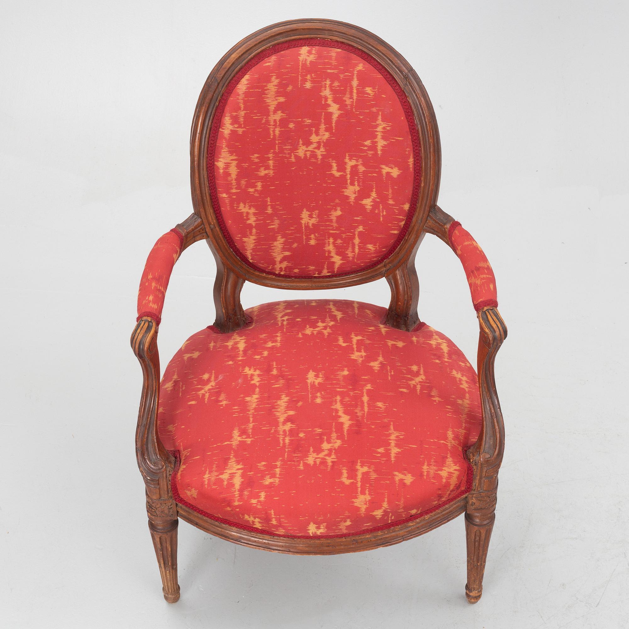 A pair of Louis XVI armchairs, second part of the 18th century.
