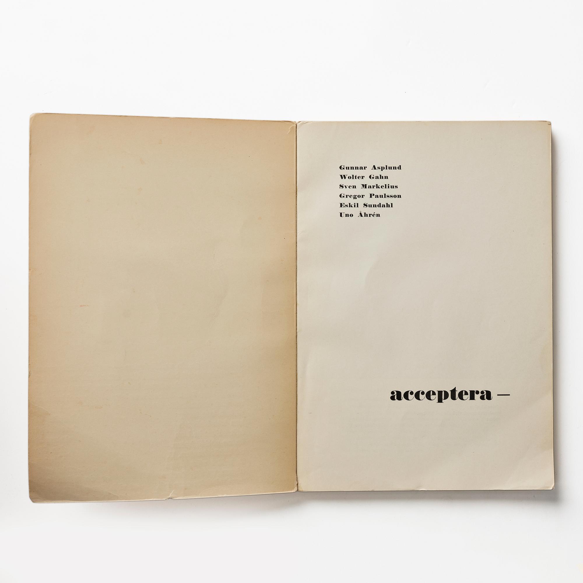 Book, "Acceptera", 1931.
