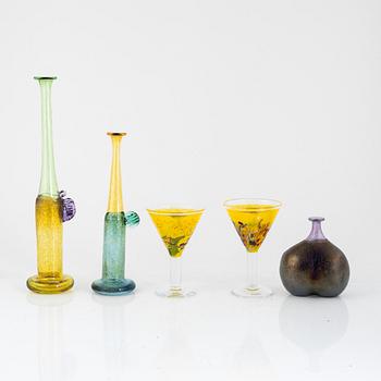 Bertil Vallien, glass, 5 pieces, Kosta Boda Artist Collection.