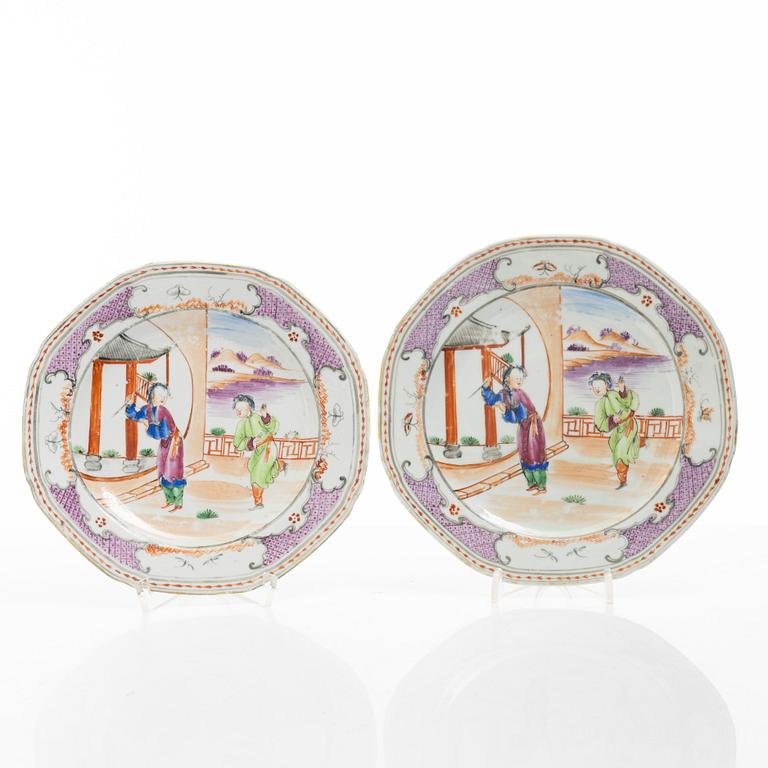 Assietter, 9 st, porslin, Kina, Qianlong (1736-95).