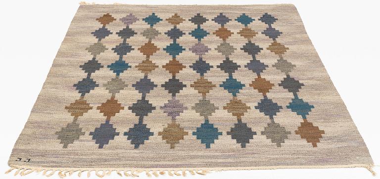 Judith Johansson, a carpet, "Regn", flat weave, ca 241 x 170 cm, signed JJ.