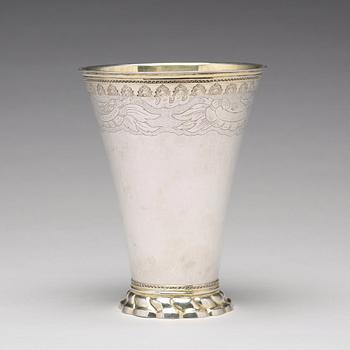 A Swedish 18th century parcel-gilt silver beaker, mark of Isak Sauer, Stockholm 1757.