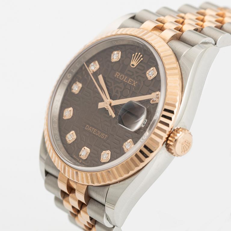 Rolex, Oyster Perpetual, "Chocolate Jubilee Diamond Dial", Datejust 36, wristwatch, 36 mm.