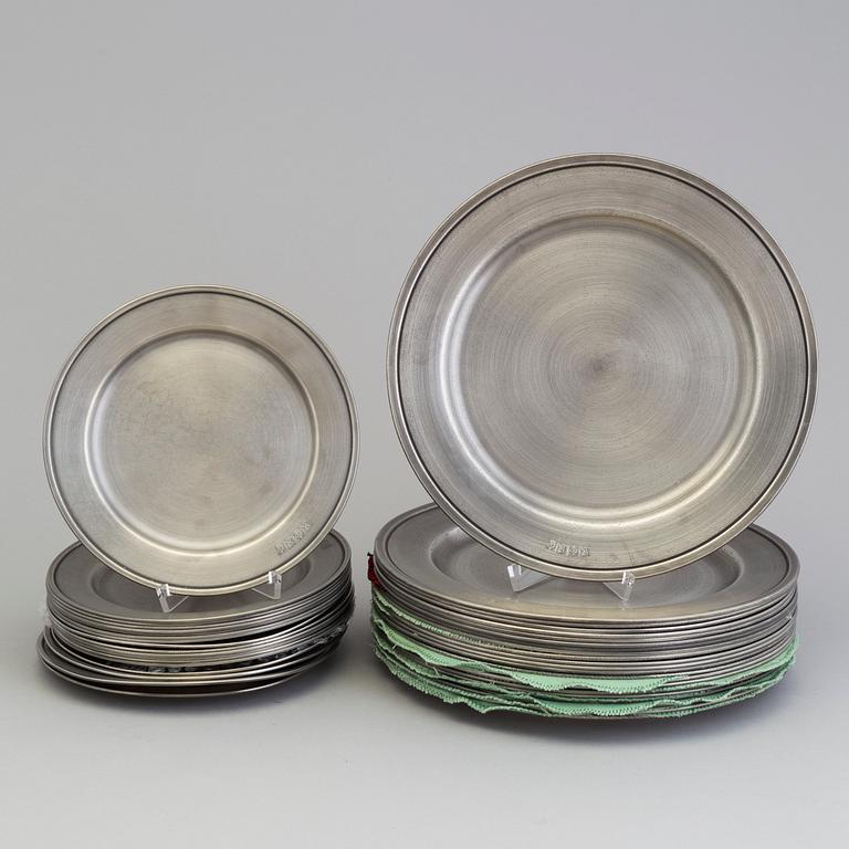 a set of 40 pewter plates by Scandia Tenn Karlshamn 1955-1975.