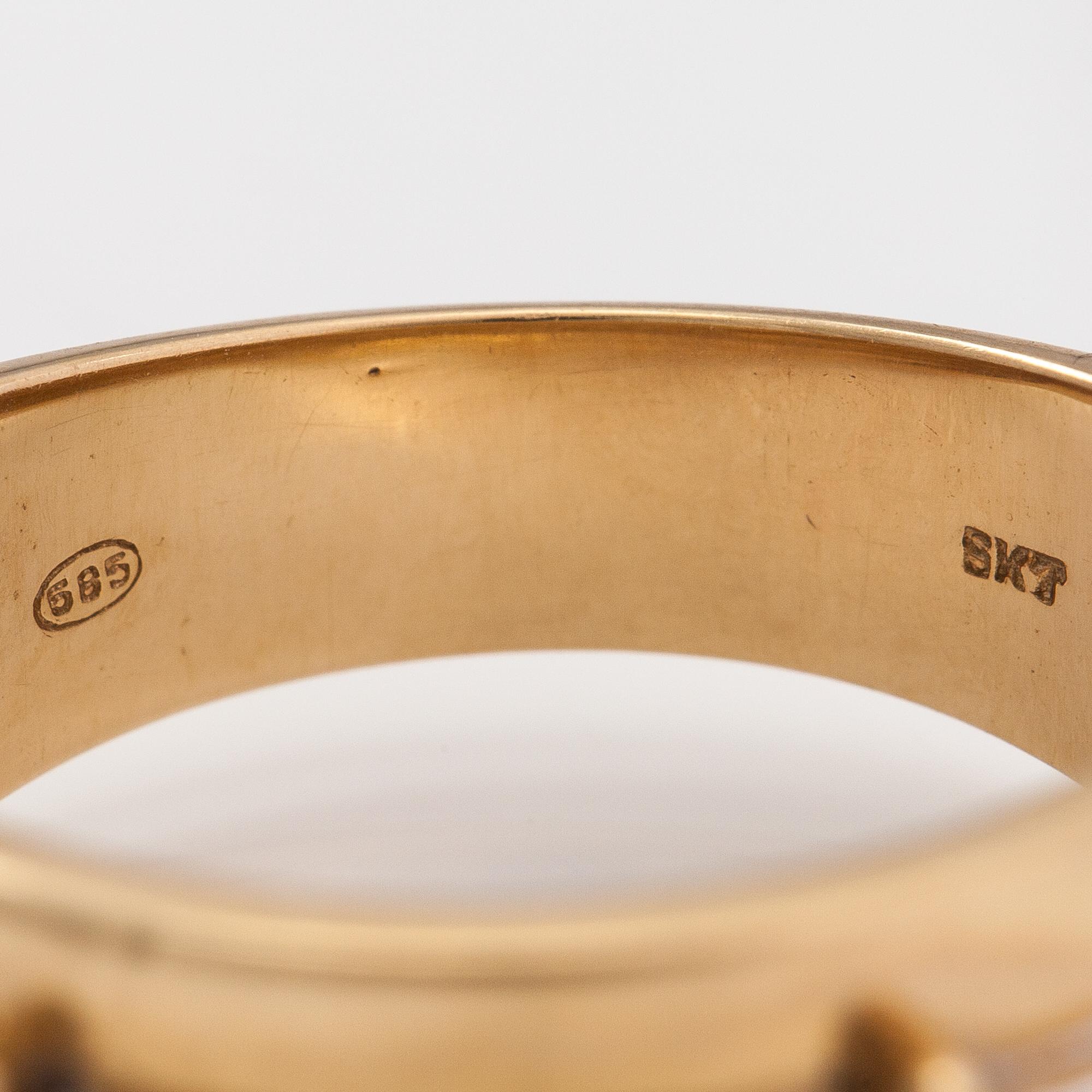 Ring, 14K guld, diamanter ca. 0.05 ct tot.