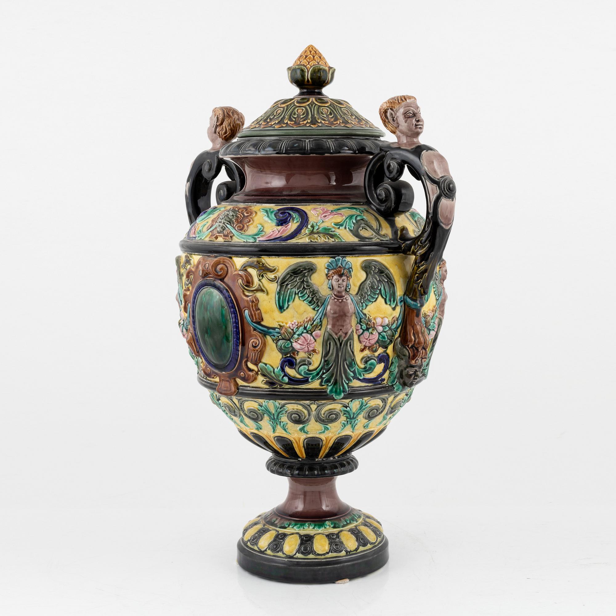 A maiolica lided vase, Rörstrand.