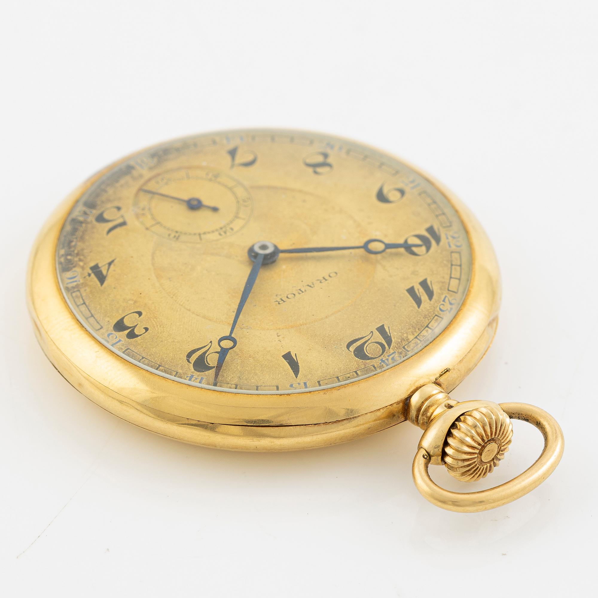 Orator, 18K guld, fickur, 49 mm.
