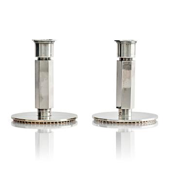 552. Wiwen Nilsson, a pair of sterling silver candlesticks, Lund, Sweden 1946.