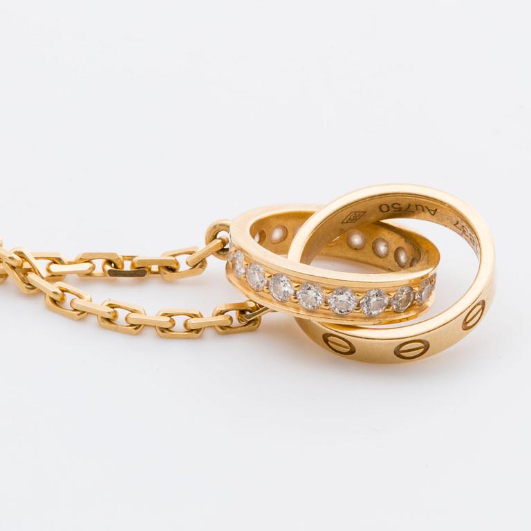 CARTIER HALSBAND LOVE NECKLACE 18K guld och briljanter 0,22 ct, originaletui och certifikat.