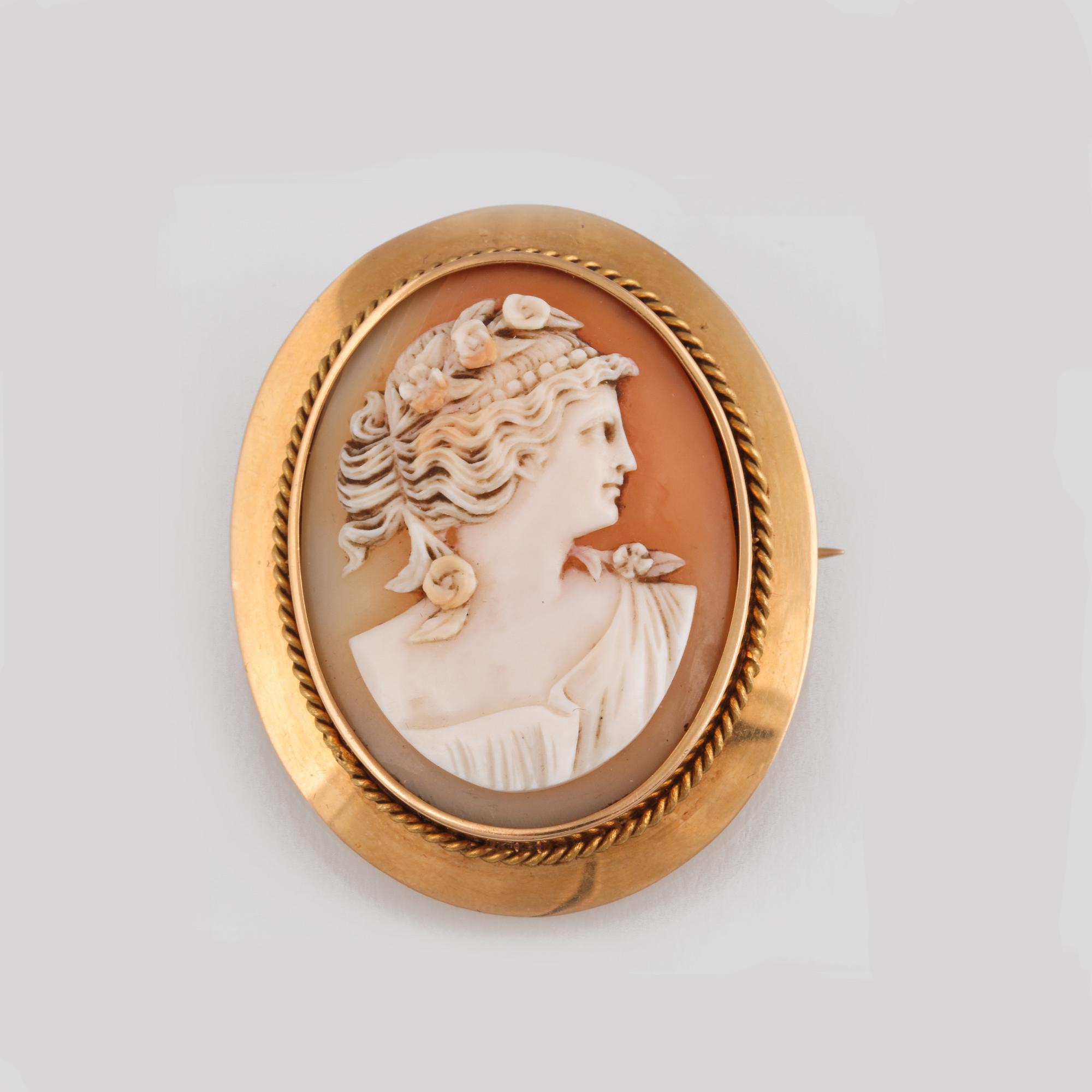 BROSCH, 18K guld med skuren snäckslakscamé, Finska mästar stämplar, Helsingfors, 1925. Vikt 12,9 gram.