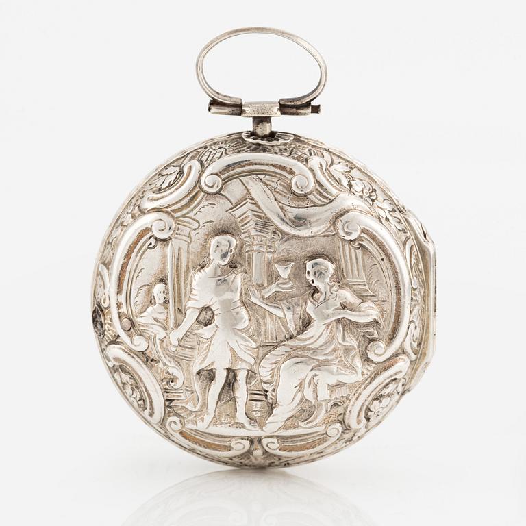 Samson, London, a silver double case pocket watch, later part of the 18th century.