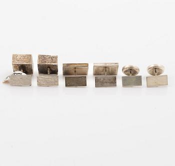 Cufflinks, three pairs, silver, Terrs.