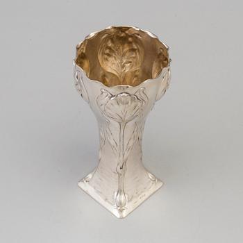 A Swedish Art Nouveau parcel-gilt vase, maker's mark K Anderson, Stockholm, 1901.