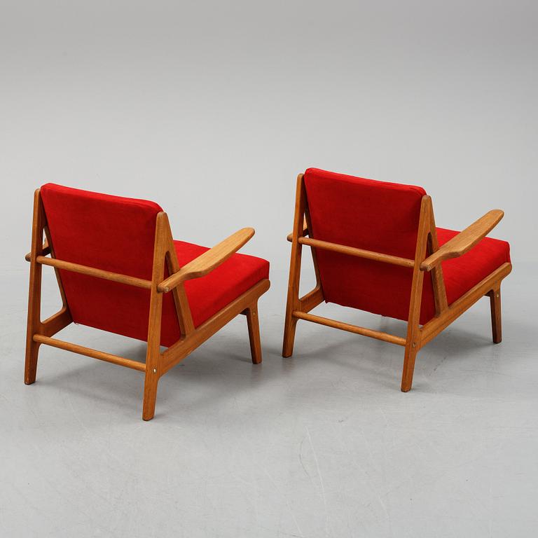 A pair of easy chairs, Denmark, 1950's.