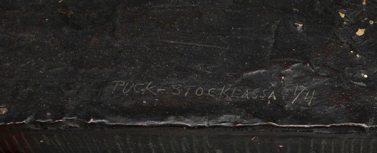 PUCK STOCKLASSA, bemålad gjutmassa, sign o numr 1/4.