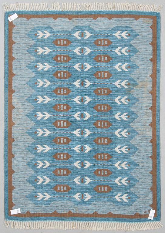 MATTA, dubbelvävd, signerad JS, omkring 1900-talets mitt, ca 233 x 169 cm.